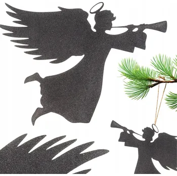 Vánoční dekorace Vánoční ozdoba Anděl s trubkou ocelová STŘÍBRO Dekorace na Vánoce