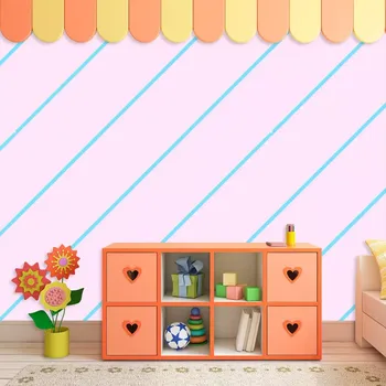 Tapeta Sablio Tapeta Modré pruhy na růžové - 125x75 cm