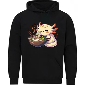 Pánská mikina Pánská mikina Japonský Axolotl a Ramen (Velikost: 5XL, Barva: Černá)