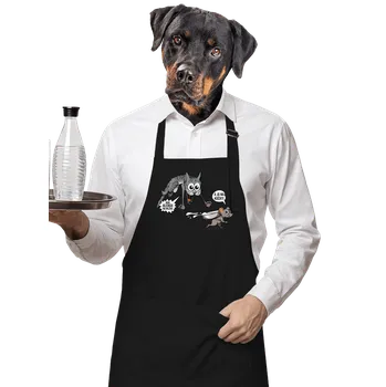 Kuchyňská zástěra Bastard Alergická kočka a myš zástěra Black