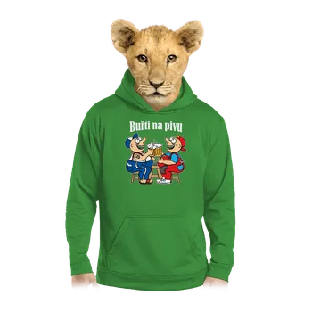 Chlapecká mikina Bastard Buřti na pivu dětská mikina klokanka Kelly Green AWD