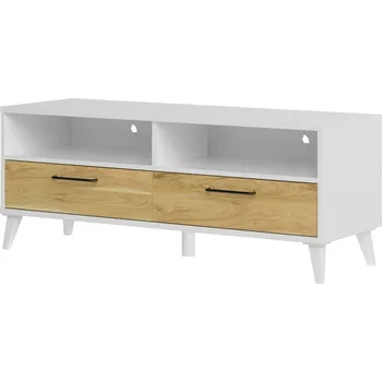 Televizní stolek Praktický TV stolek se zásuvkami do obývacího pokoje Barris - Szynaka Meble Ořech Americký Byant / Bílý Mat 120x48 cm