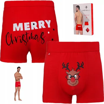 Pánské spodní prádlo Vánoční pánské boxerky s motivem Mikuláše, bavlněné, s nápisy MORAJ XL