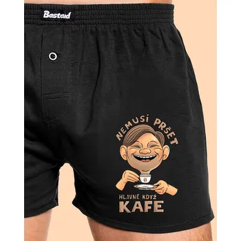 Trenýrky Bastard Nemusí pršet kafe pánské trenky Black