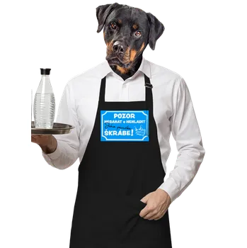 Kuchyňská zástěra Bastard Pozor, nesahat zástěra Black