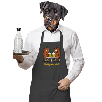 Kuchyňská zástěra Bastard Buřty na pivě zástěra Dark Grey