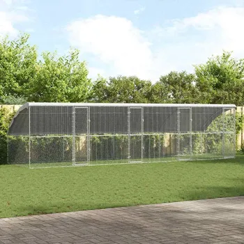 Klec na kuřata Stříbrná 800 x 200 x 198.5 cm Pozinkovaná ocel Stříbrná3368316