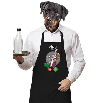 Kuchyňská zástěra Bastard Červené víno volá zástěra Black