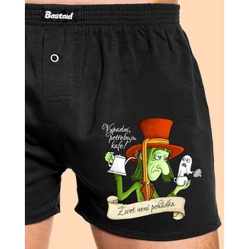 Trenýrky Bastard Potřebuju kafe! – Život není pohádka pánské trenky Black