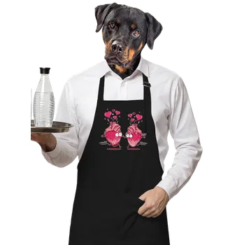 Kuchyňská zástěra Bastard Zamilovaná srdíčka zástěra Black