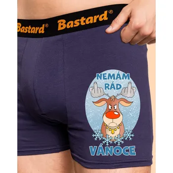 Pánské spodní prádlo Bastard Nemám rád Vánoce boxerky Blue Navy