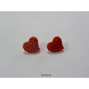 Náušnice Fimo náušnice - srdíčka 1,5 cm - tmavě oranžová