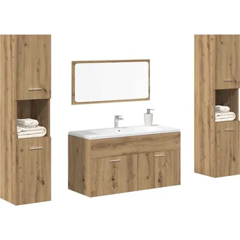 Koupelnový nábytek 4dílná koupelnová sestava dub artisan kompozitní dřevo Hnědá3328596