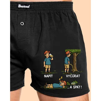 Trenýrky Bastard Napít, vyčůrat a spát pánské trenky Black
