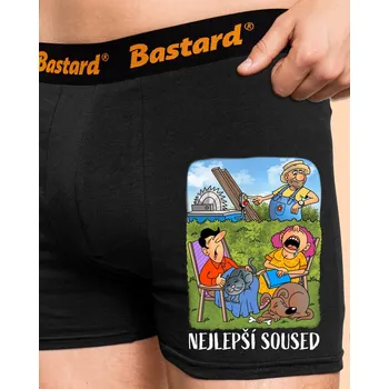 Trenýrky Bastard Nejlepší soused boxerky Black