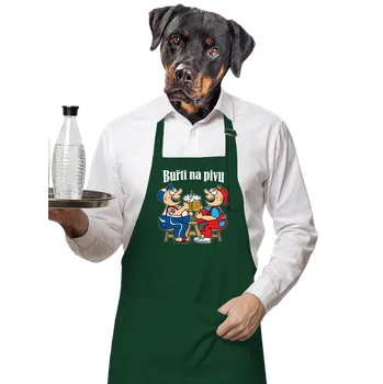 Kuchyňská zástěra Bastard Buřti na pivu zástěra Bottle Green