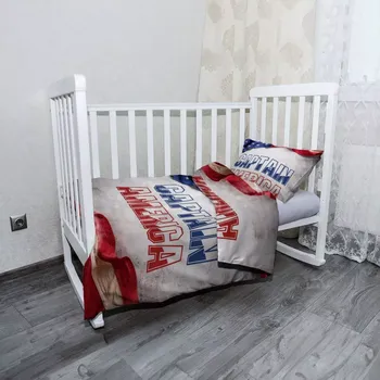 Povlečení Sablio Mikroplyšové dětské povlečení do postýlky Kapitán Amerika Vlajka - 120x90 / 40x60