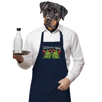 Kuchyňská zástěra Bastard Ježíšek na saních zástěra Navy