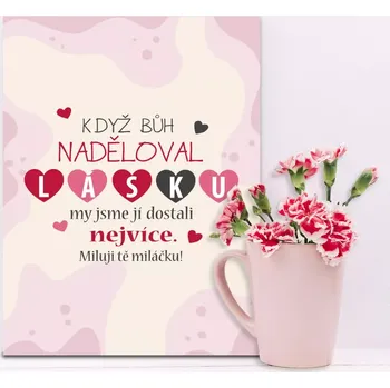 Plechová cedule Sablio Dárková cedulka Když Bůh naděloval lásku: 30x40 cm