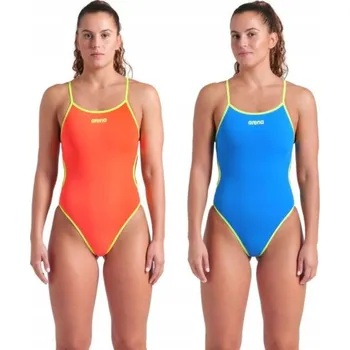 Dámské plavky Arena Reversible Solid Challenge Back Blue River/Bright Coral/Arctic Lime XS - UK30