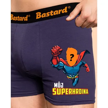 Trenýrky Bastard Můj superhrdina boxerky Blue Navy