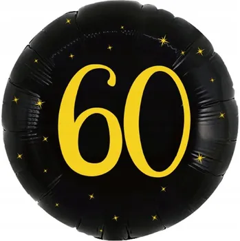 Balónek Fóliový balónek kulatý černý kruh narozeniny 60 šedesátka hélium 45 cm