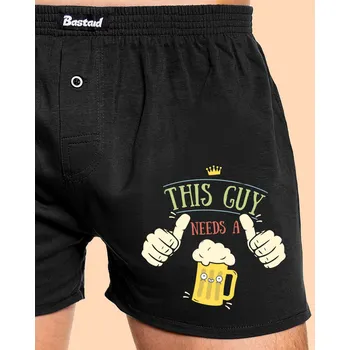 Trenýrky Bastard Tenhle týpek potřebuje pivo pánské trenky Black