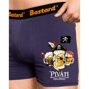 Trenýrky Bastard Piváti z Kalibiku boxerky Blue Navy