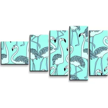 Obraz Sablio Obraz - 5-dílný Plameňáci - 100x60 cm