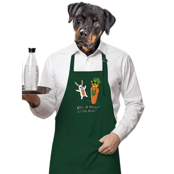 Kuchyňská zástěra Bastard Král je mrkev, ať žije král zástěra Bottle Green