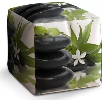 Taburet Sablio Taburet Cube Květ s kameny: 40x40x40 cm