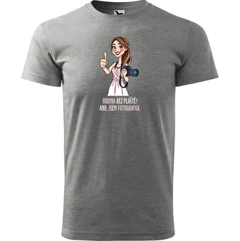 Pánské tričko Sablio Tričko s potiskem Ano, jsem fotografka - šedé S