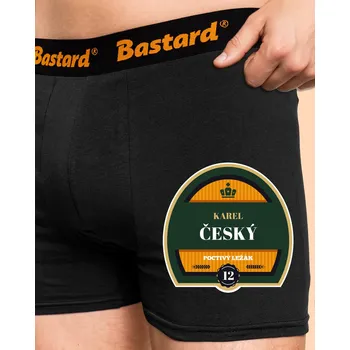 Trenýrky Bastard Pivní etiketa boxerky Black