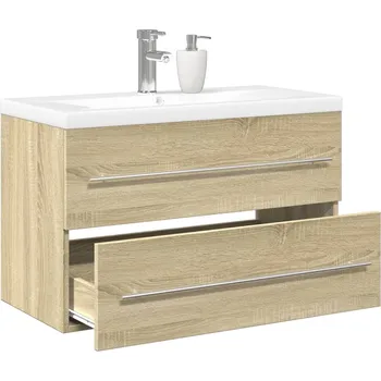 Koupelnový nábytek 2dílný set koupelnového nábytku dub sonoma kompozitní dřevo Hnědá3325047