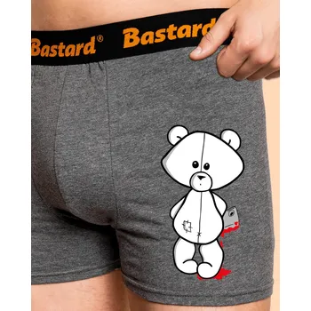 Trenýrky Bastard Méďa zabiják boxerky Gray Melange