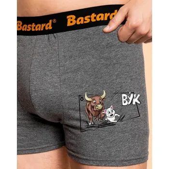 Trenýrky Bastard Kočičí horoskop: Býk boxerky Gray Melange