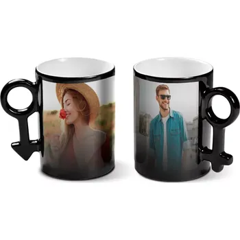 Sablio Magické hrnky pro páry s vlastnim potiskem: On a ona - 270 ml - černé