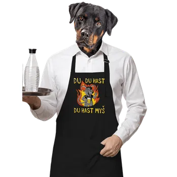 Kuchyňská zástěra Bastard Du hast myš zástěra Black