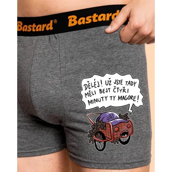 Trenýrky Bastard Jiří kára boxerky Gray Melange