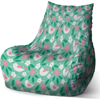 Sedací pytel Sablio Sedací vak Bean Květiny a ptáčci - 60 x 70 x 70 cm