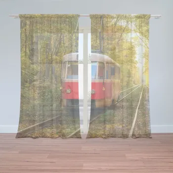 Záclona Sablio Záclony Červená tramvaj v lese: 2ks 150x250cm