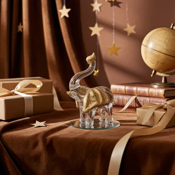 Slon soška Sklo Zlato