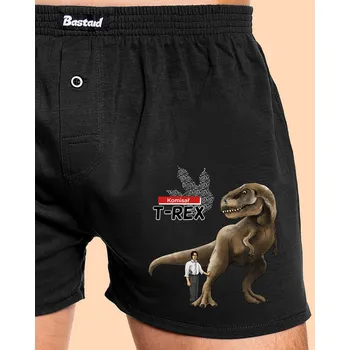 Trenýrky Bastard Komisař T-Rex pánské trenky Black