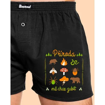 Trenýrky Bastard Příroda mě chce zabít pánské trenky Black