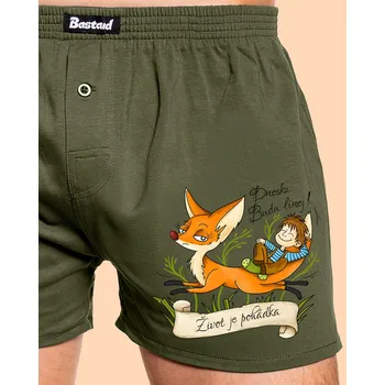 Trenýrky Bastard Budu línej – Život není pohádka pánské trenky Khaki