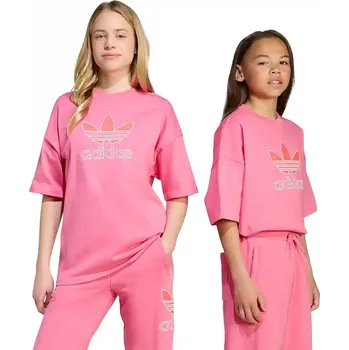 Dětské bavlněné tričko adidas Originals JV8559 růžová 30X, vel. 164