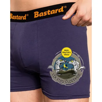 Trenýrky Bastard Vlk vlku člověkem boxerky Blue Navy