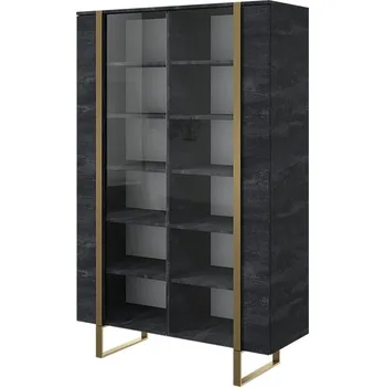 Knihovna BOGART. Vitrína Verica černá / zlaté nožky