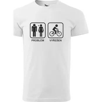 Pánské tričko Sablio Tričko s potiskem Kolo - problém vyřešen - bílé 4XL