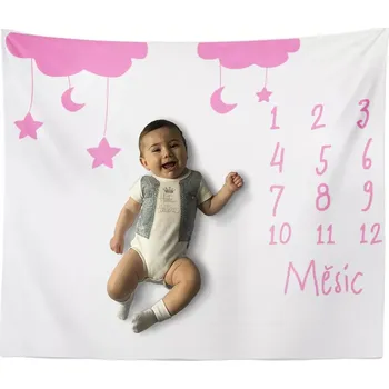 deka Sablio Milníková deka Noční obloha růžová: 100x100 cm